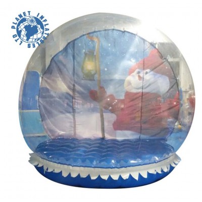 Customized transparent 4M christmas inflatable snow globe bouncy castle with blower for outdoor decoration