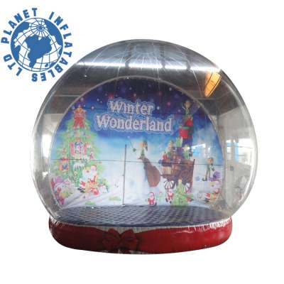 3M 4M 5M Giant Christmas Clear Inflatable Santa Snow Globe Photo Booth For Outdoor Decoration